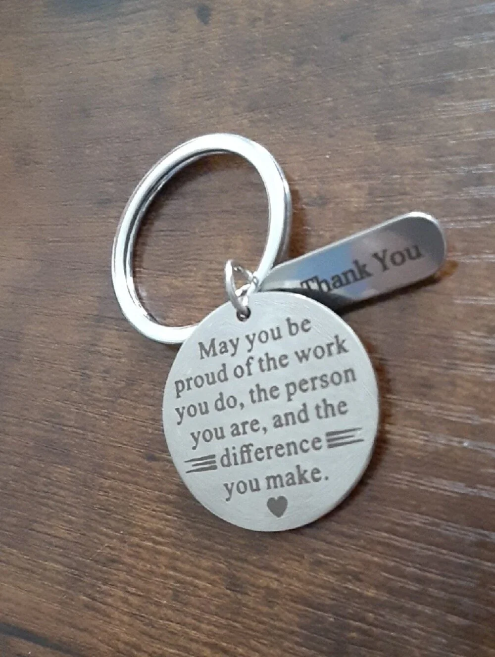 Silver Tone Inspirational Engraved Keychain